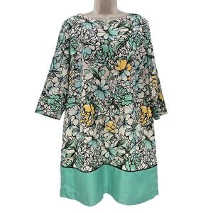 The Limited Dress Womens XL Green Floral Shift Pockets Dopamine Preppy Easter